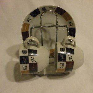 Collector's 2 Miniture Coffee Cafe Cup & Saucer